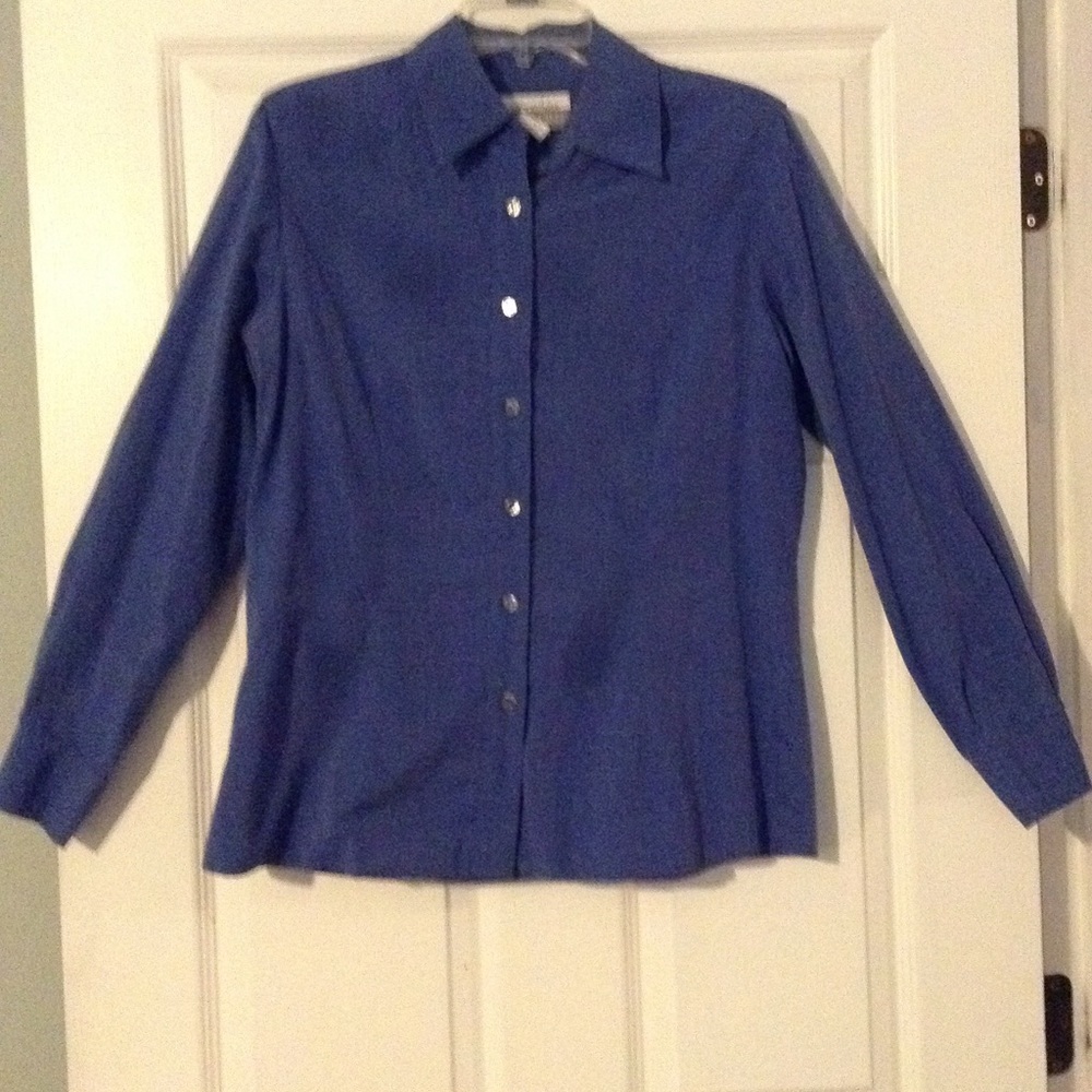 Royal blue button down blouse